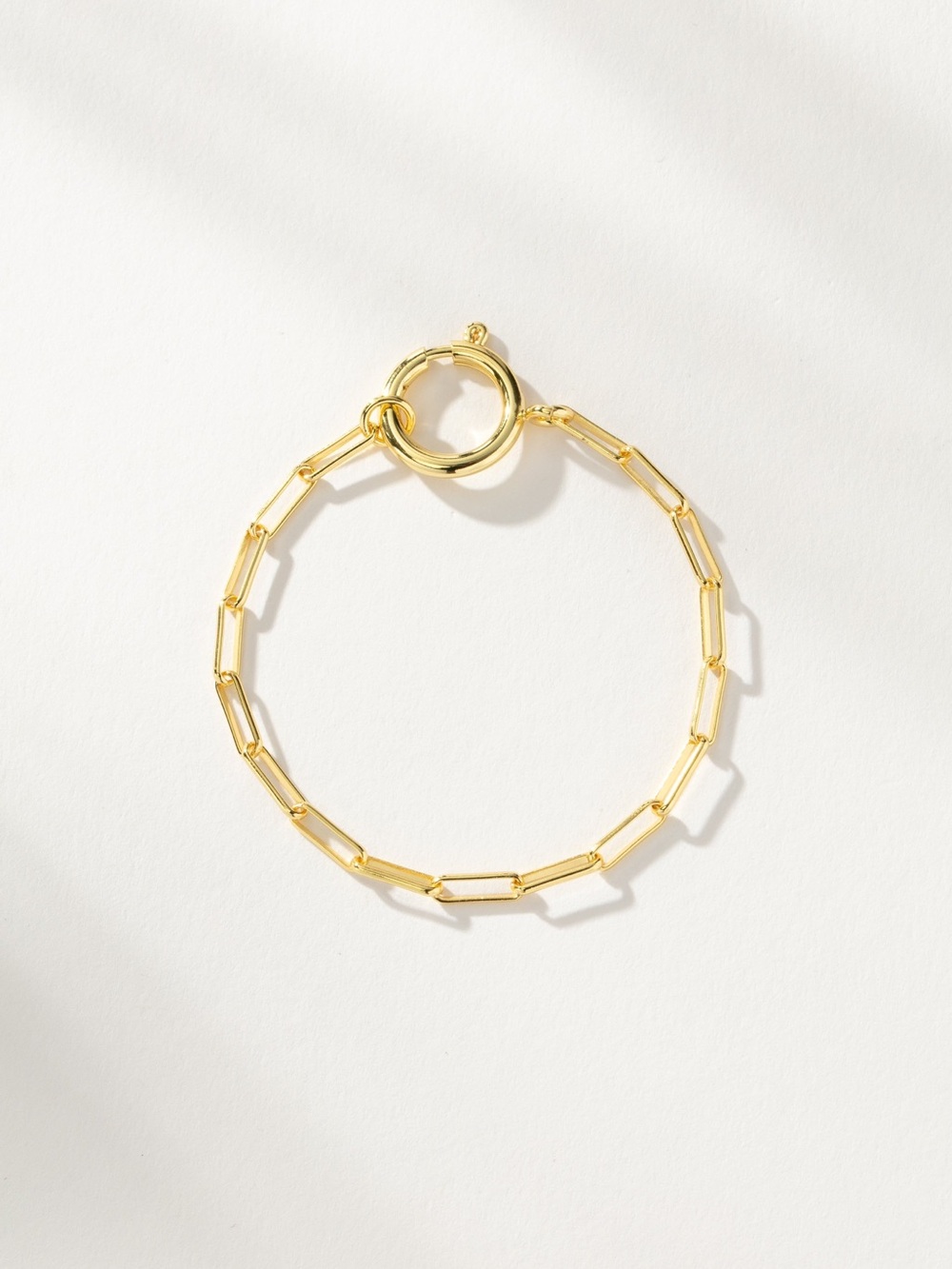 Gold Paperclip Chain Bracelet with Ring Clasp